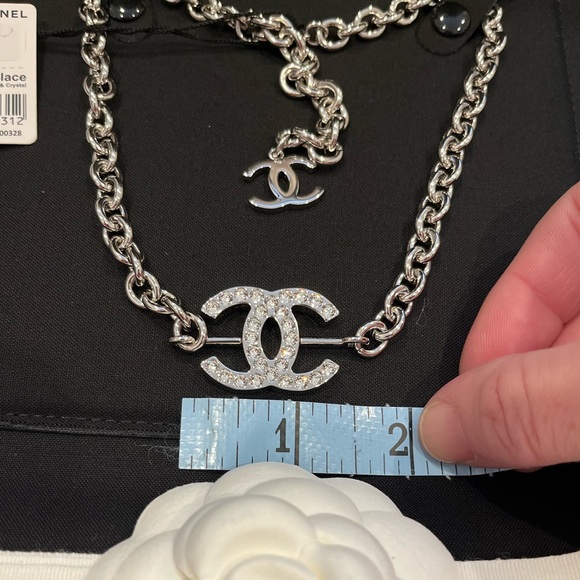 ❌SOLD❌ CHANEL 25C Silver & Crystal adjustable Choker Necklace - NEW with Tags - Picture 7 of 11